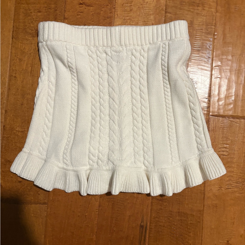 Show Me Your MuMu White Cable Knit Mini Skirt